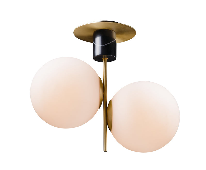 Maxim - 26032SWSBRBK - Two Light Semi-Flush Mount - Vesper - Satin Brass / Black