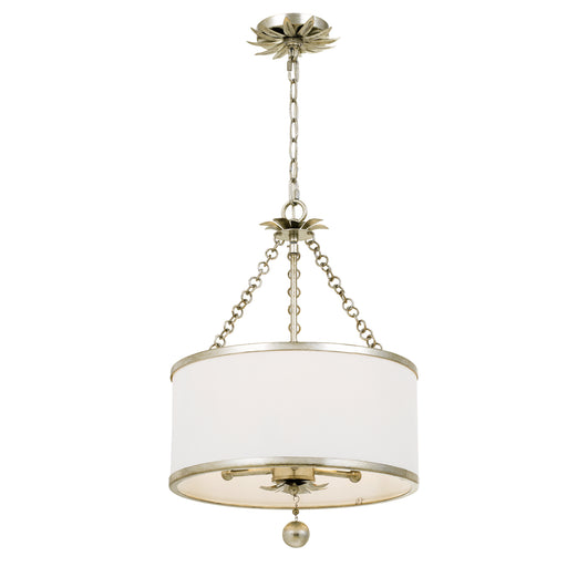 Crystorama - 513-SA - Three Light Chandelier - Broche - Antique Silver