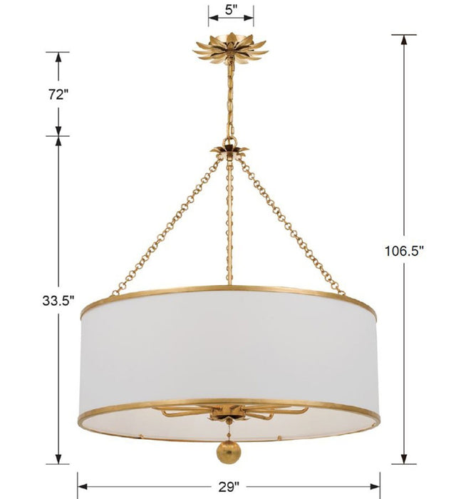 Crystorama - 515-GA - Eight Light Chandelier - Broche - Antique Gold