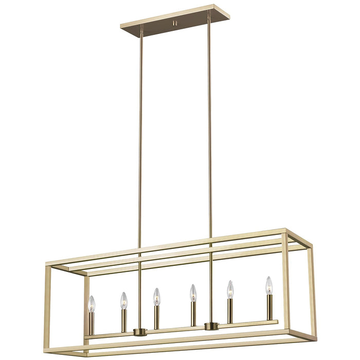 Generation Lighting. - 6634506-848 - Six Light Island Pendant - Moffet Street - Satin Brass