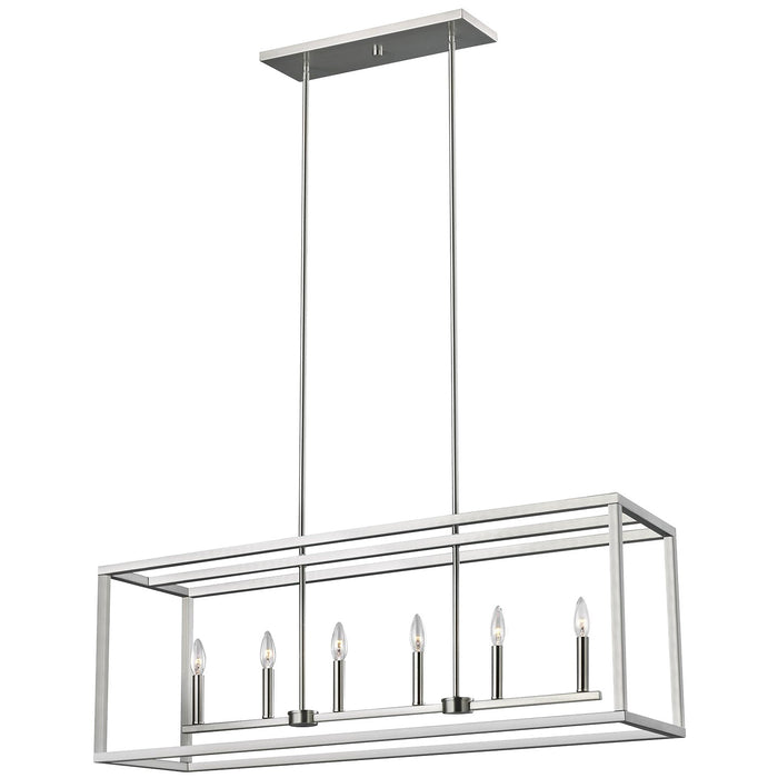 Generation Lighting. - 6634506-962 - Six Light Island Pendant - Moffet Street - Brushed Nickel