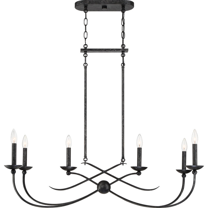 Quoizel - CLL638OK - Six Light Island Chandelier - Calligraphy - Old Black Finish