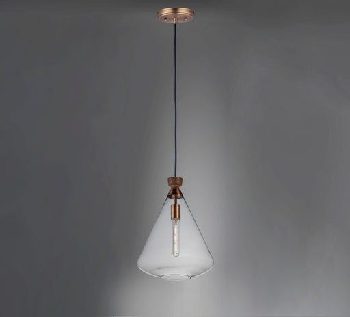 Maxim - 10101CLWOAB - One Light Pendant - Abbott - Weathered Oak / Antique Brass