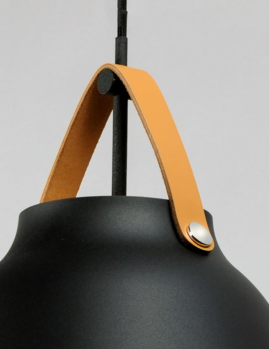 Maxim - 11356TNBK - One Light Pendant - Nordic - Tan Leather / Black