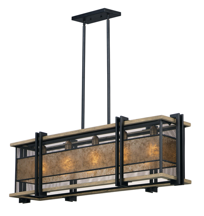 Maxim - 27567BKBWAB - Five Light Linear Pendant - Boundry - Black / Barn Wood / Antique Brass