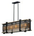 Maxim - 27567BKBWAB - Five Light Linear Pendant - Boundry - Black / Barn Wood / Antique Brass