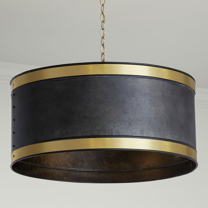 Capital Lighting - 335641GB - Four Light Pendant - Barrow - Galvanized Black and True Brass