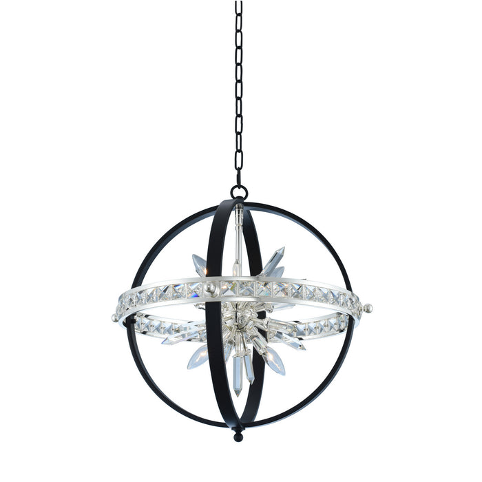 Allegri - 033650-050-FR001 - Six Light Pendant - Angelo - Matte Black W/ Polished Silver