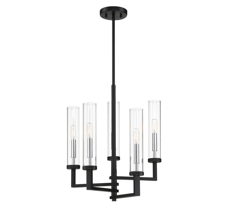 Savoy House - 1-2135-5-67 - Five Light Chandelier - Folsom - Matte Black with Polished Chrome Accents