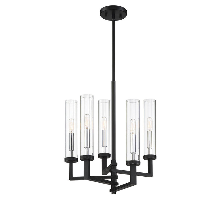 Savoy House - 1-2135-5-67 - Five Light Chandelier - Folsom - Matte Black with Polished Chrome Accents