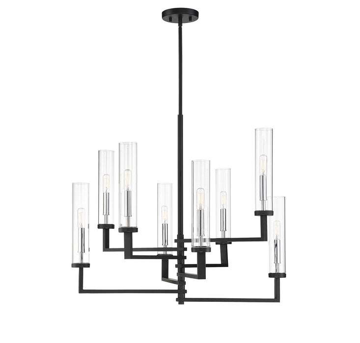 Savoy House - 1-2139-8-67 - Eight Light Chandelier - Folsom - Matte Black with Polished Chrome Accents