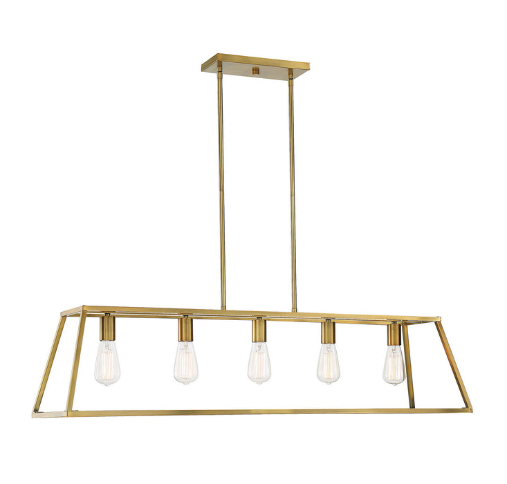 Savoy House - 1-327-5-322 - Five Light Linear Chandelier - Denton - Warm Brass