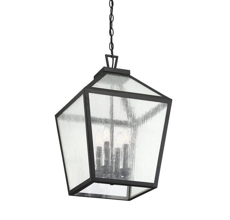 Savoy House - 5-104-BK - Four Light Outdoor Hanging Lantern - Woodstock - Black