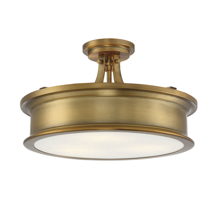 Savoy House - 6-134-3-322 - Three Light Semi-Flush Mount - Watkins - Warm Brass