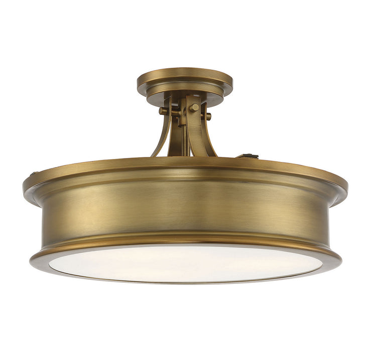 Savoy House - 6-134-3-322 - Three Light Semi-Flush Mount - Watkins - Warm Brass