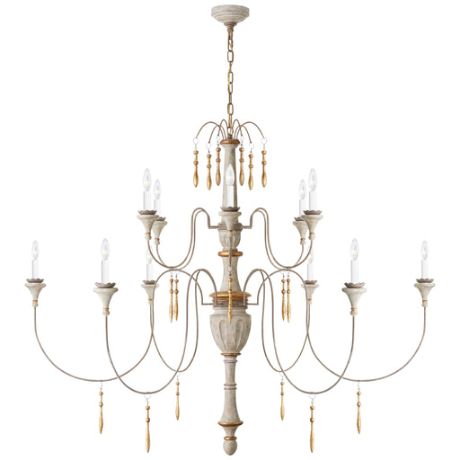 Visual Comfort Signature - JN 5014VW - 12 Light Chandelier - Fortuna - Vintage White and Gild