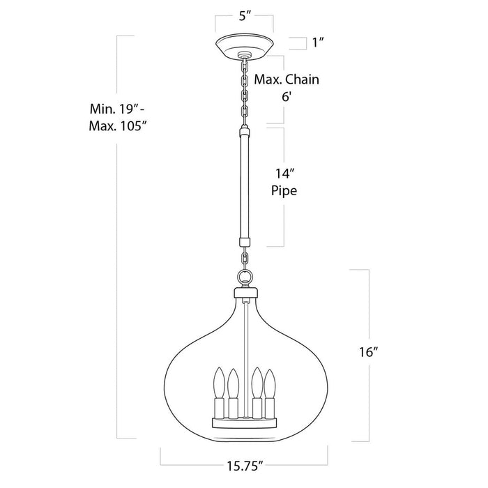 Regina Andrew - 16-1207NB - Four Light Pendant - Dover - Natural Brass