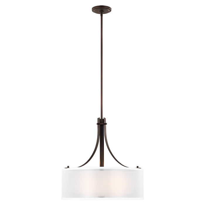 Generation Lighting. - 6537303-710 - Three Light Pendant - Elmwood Park - Bronze