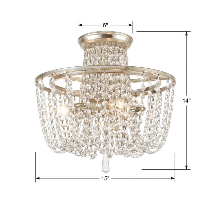 Crystorama - ARC-1900-SA-CL-MWP - Three Light Semi Flush Mount - Arcadia - Antique Silver