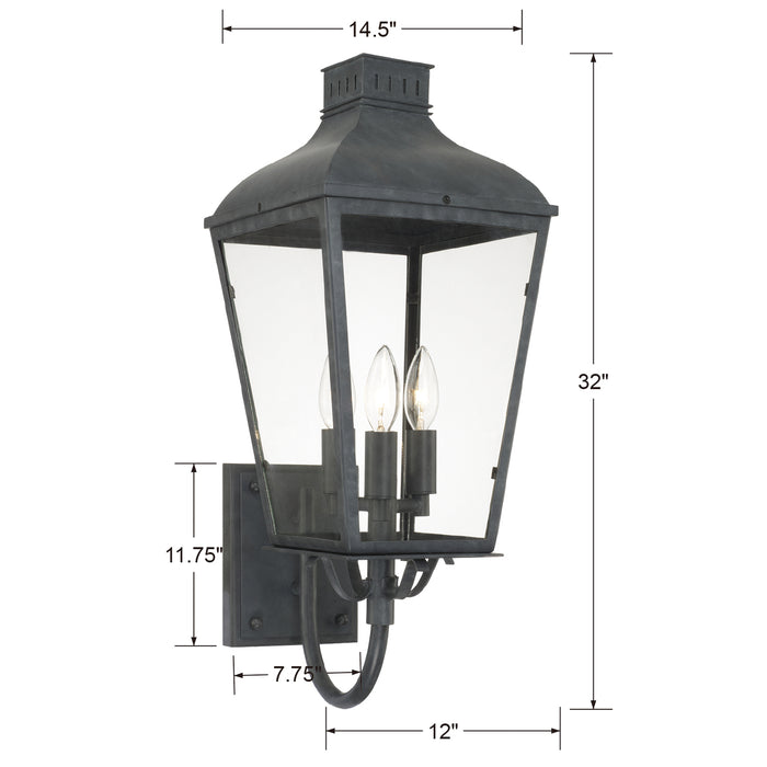 Crystorama - DUM-9802-GE - Three Light Outdoor Wall Sconce - Dumont - Graphite