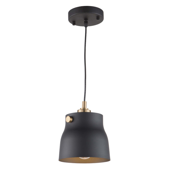 Artcraft - AC11361VB - One Light Pendant - Euro Industrial - Matte Black & Harvest Brass