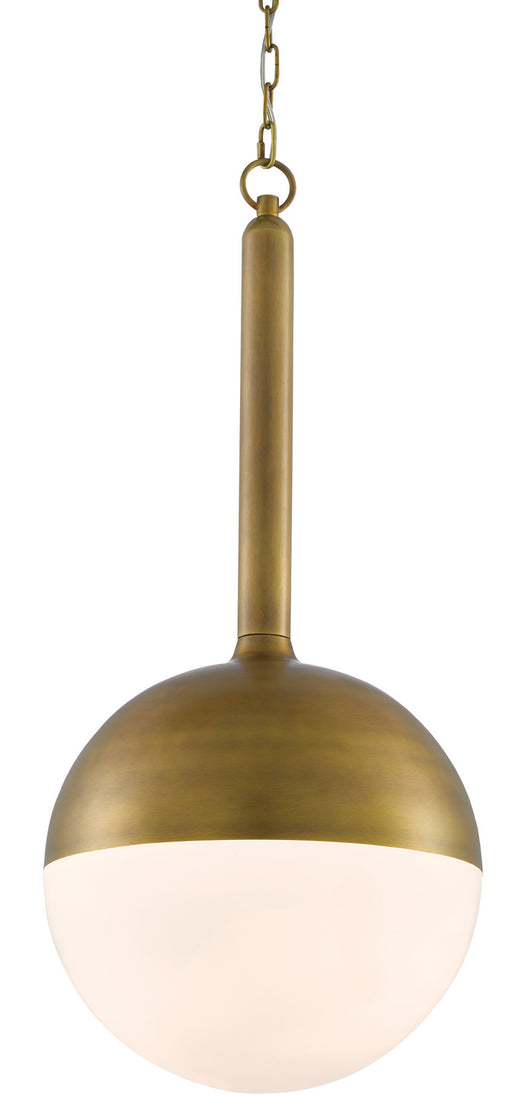 Currey and Company - 9000-0419 - One Light Pendant - Moonward - Antique Brass/Opaque White