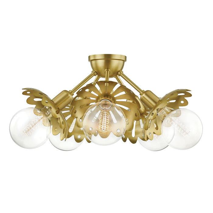 Mitzi - H353605-AGB - Five Light Semi Flush Mount - Alyssa - Aged Brass