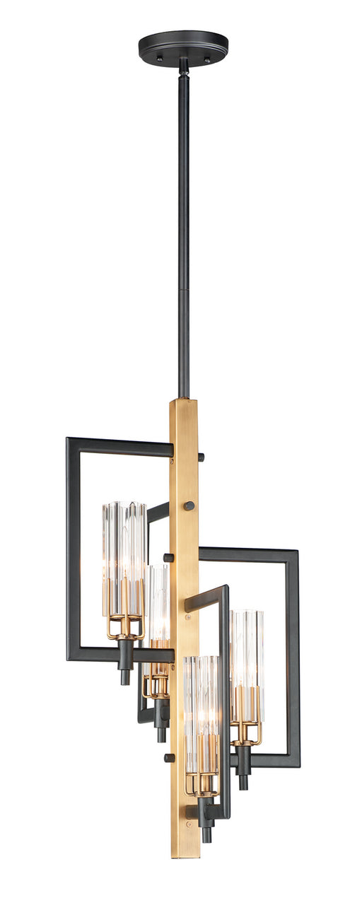 Maxim - 16114CLBKAB - Four Light Chandelier - Flambeau - Black / Antique Brass