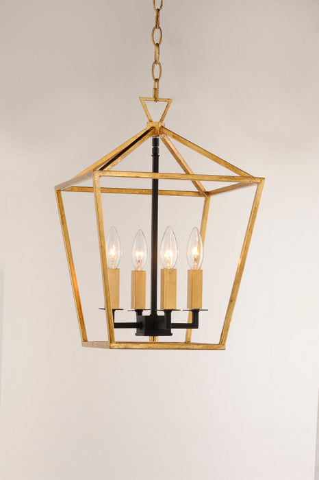 Maxim - 25152GLTXB - Four Light Chandelier - Abode - Gold Leaf / Textured Black