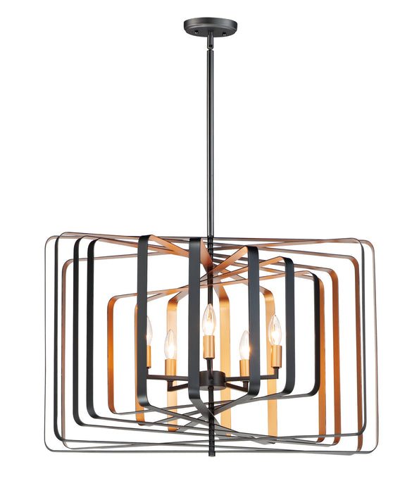 Maxim - 28677BKGLD - Five Light Pendant - Radial - Black / Gold