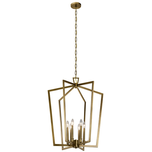 Kichler - 43495NBR - Six Light Foyer Pendant - Abbotswell - Natural Brass