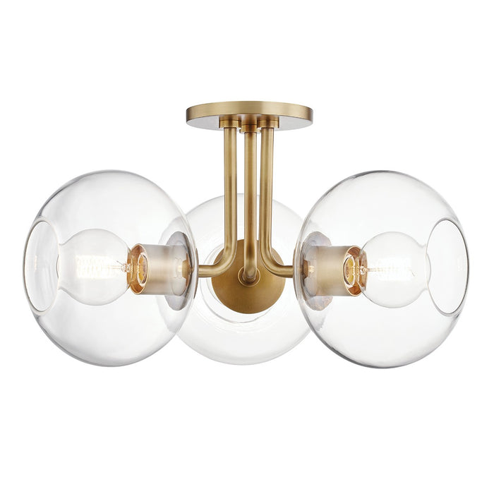 Mitzi - H270603-AGB - Three Light Semi Flush Mount - Margot - Aged Brass