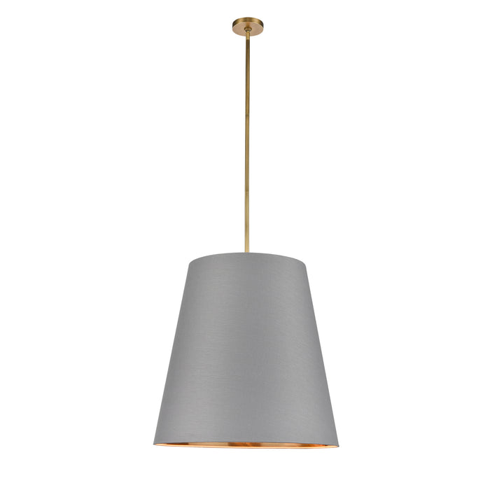 Alora - PD311025VBGG - Three Light Pendant - Calor - Gray Linen With Gold Parchment/Vintage Brass