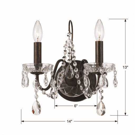 Crystorama - 3022-EB-CL-MWP - Two Light Wall Sconce - Butler - English Bronze