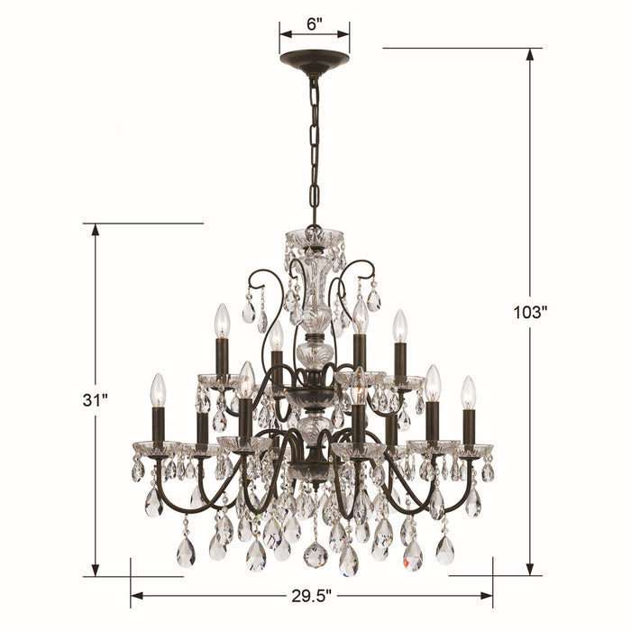 Crystorama - 3029-EB-CL-MWP - 12 Light Chandelier - Butler - English Bronze