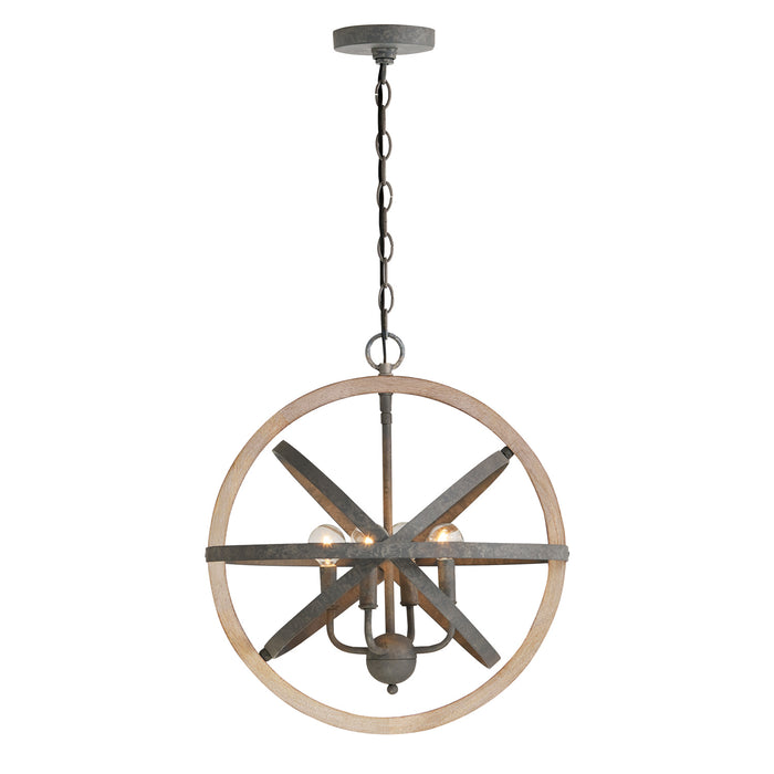 Capital Lighting - 330544IW - Four Light Pendant - Bluffton - Iron and Wood