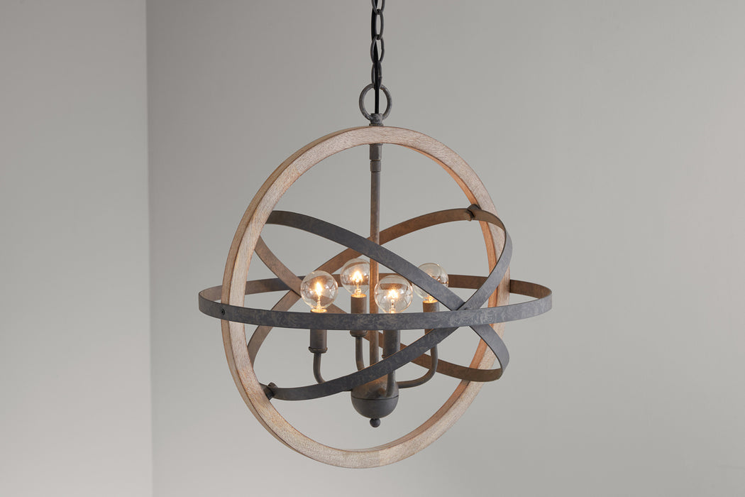 Capital Lighting - 330544IW - Four Light Pendant - Bluffton - Iron and Wood