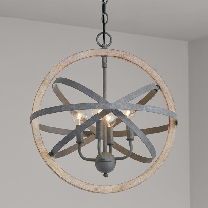 Capital Lighting - 330544IW - Four Light Pendant - Bluffton - Iron and Wood