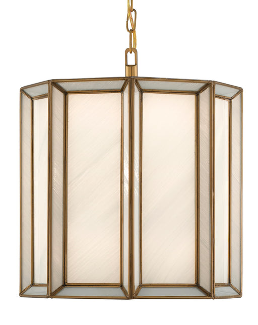 Currey and Company - 9000-0574 - One Light Pendant - Daze - Antique Brass/White