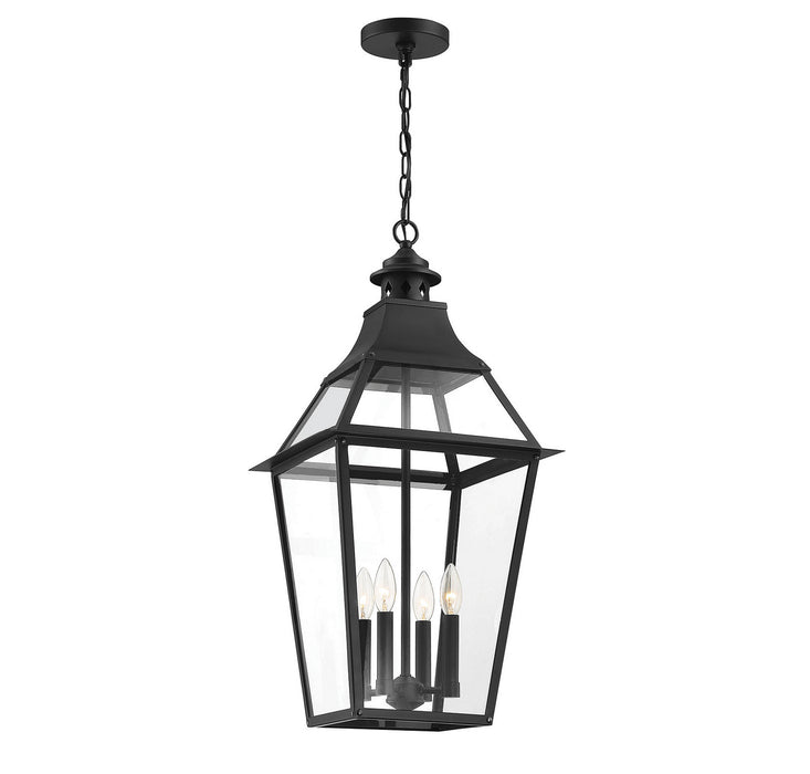 Savoy House - 5-723-153 - Four Light Outdoor Pendant - Jackson - Black with Gold Highlights