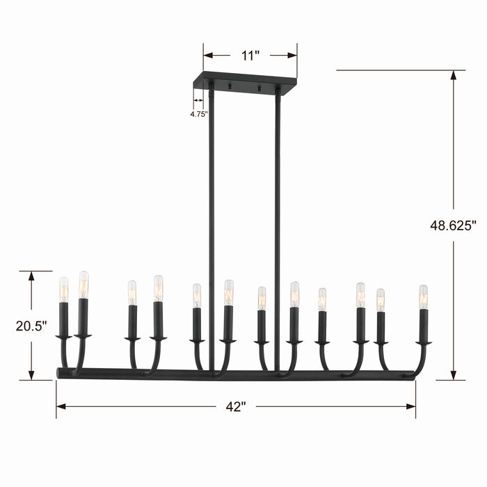 Crystorama - BAI-A2112-MK - 12 Light Chandelier - Bailey - Matte Black