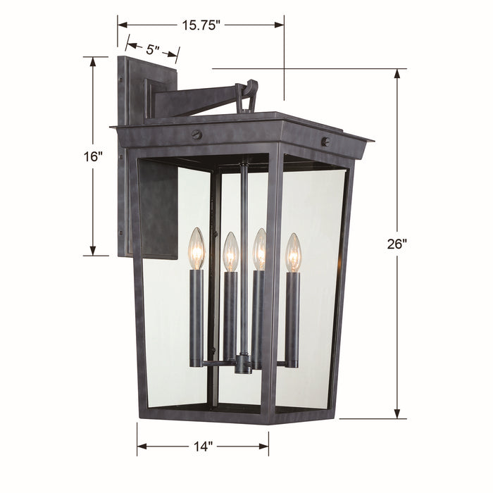 Crystorama - BEL-A8064-GE - Four Light Outdoor Wall Sconce - Belmont - Graphite