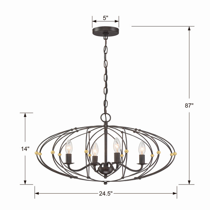 Crystorama - ZUC-A9034-EB-GA - Four Light Chandelier - Zucca - English Bronze / Antique Gold