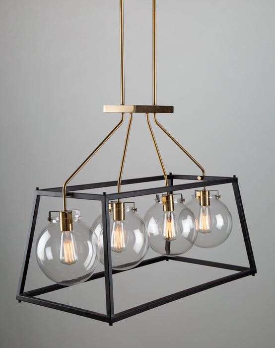 Artcraft - AC11604VB - Four Light Island Pendant - Bridgetown - Black & Harvest Brass