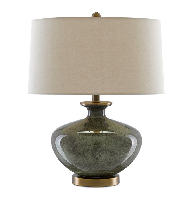 Currey and Company - 6000-0601 - One Light Table Lamp - Greenlea - Dark Gray/Moss Green/Antique Brass