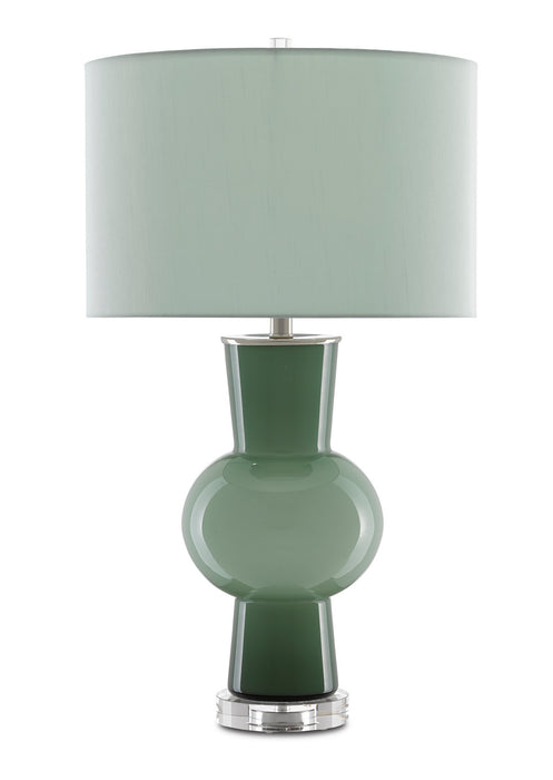 Currey and Company - 6000-0606 - One Light Table Lamp - Duende - Light and Dark Green/Polished Nickel/Clear