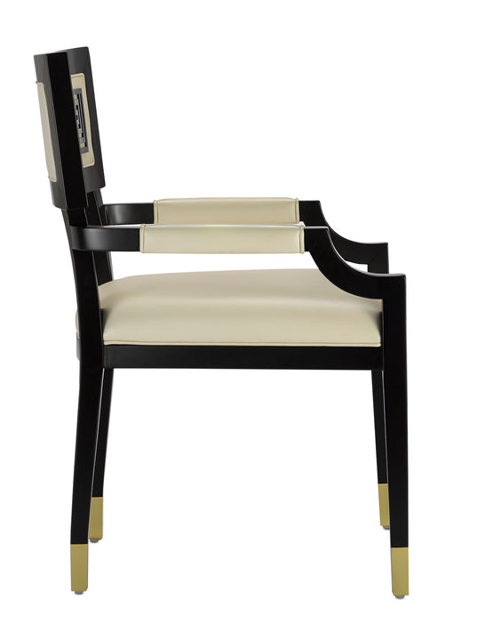 Currey and Company - 7000-0322 - Chair - Barry Goralnick - Caviar Black/Brushed Brass/Milk