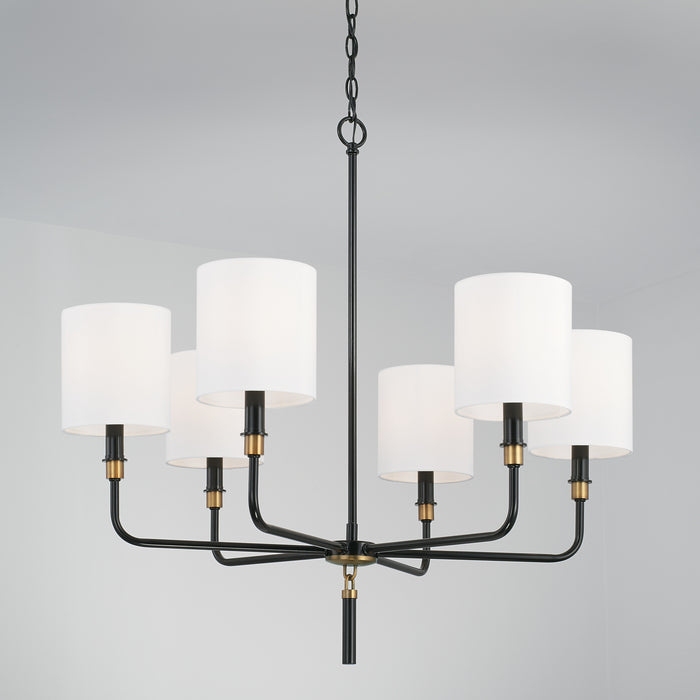 Capital Lighting - 441961YA-702 - Six Light Chandelier - Beckham - Glossy Black and Aged Brass