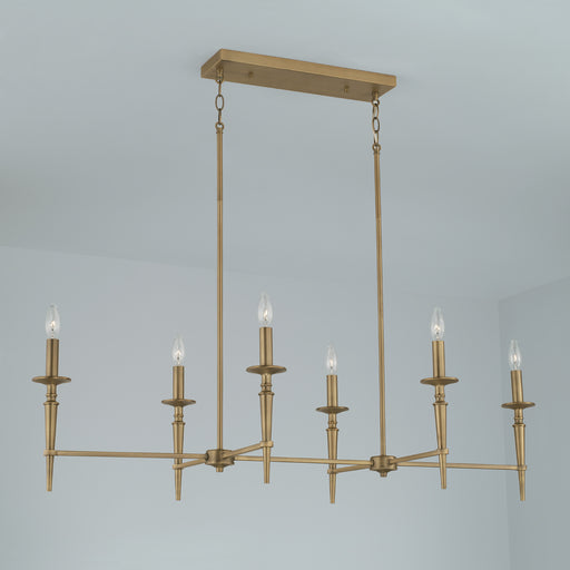 Capital Lighting - 842661AD-701 - Six Light Island Pendant - Abbie - Aged Brass