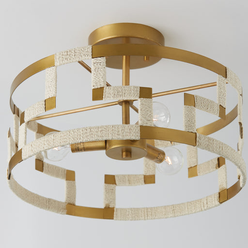 Capital Lighting - 241031NL - Three Light Semi-Flush Mount - Hala - Bleached Natural Jute and Patinaed Brass